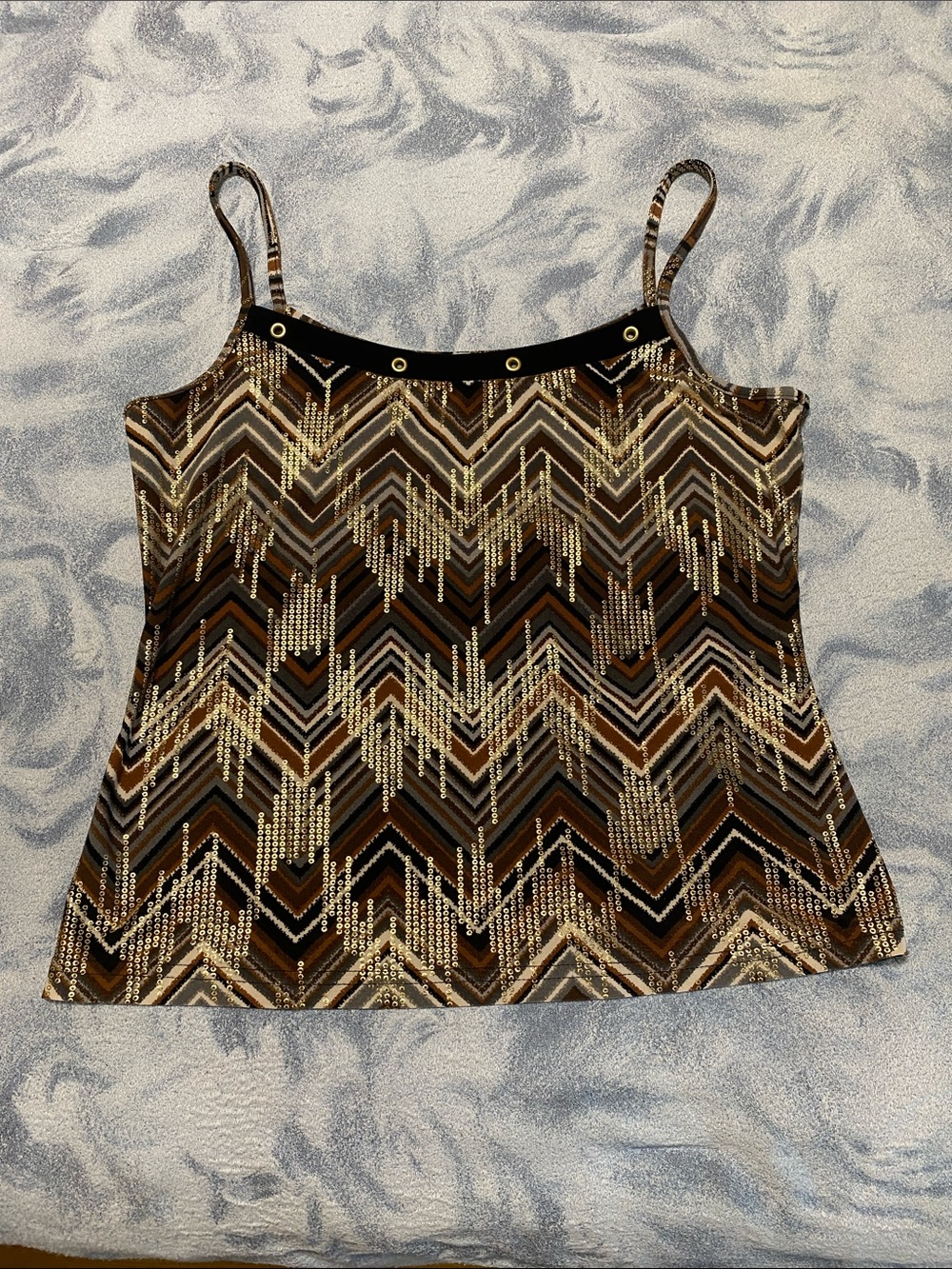 Joseph Ribkoff Brown and Black Chevron-Print Camisole